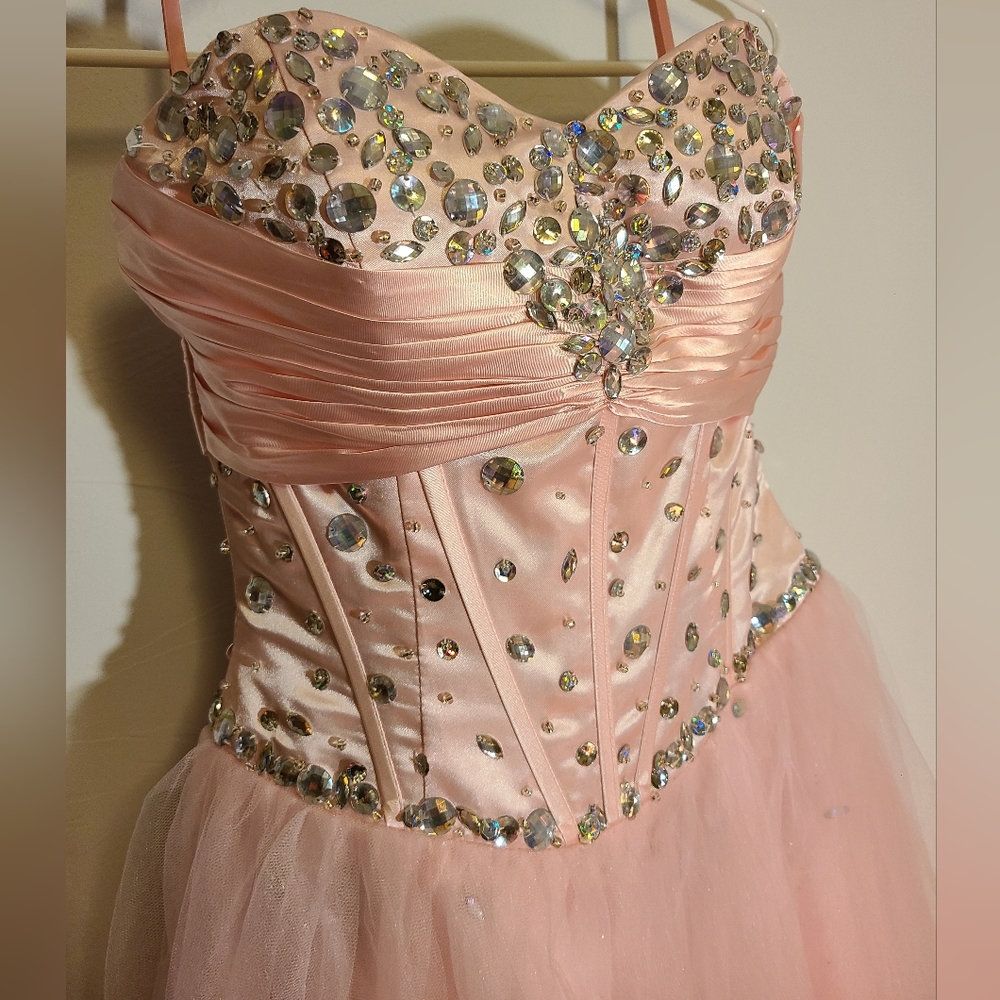 Strapless Pink Floor Length Gown Prom Dress